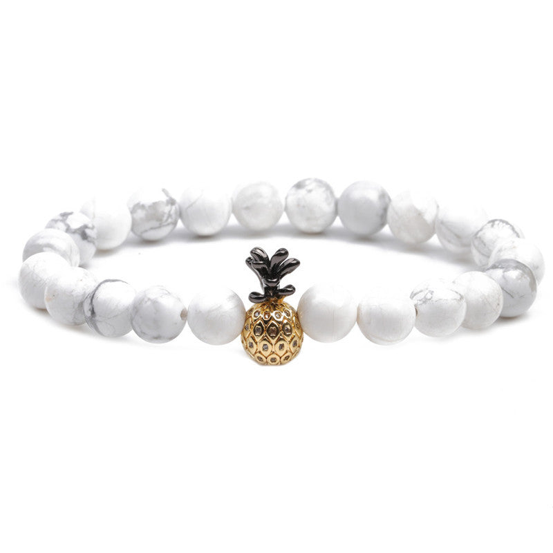 Wholesale Micropaved Zircon White Turquoise Volcanic Stone Bracelets